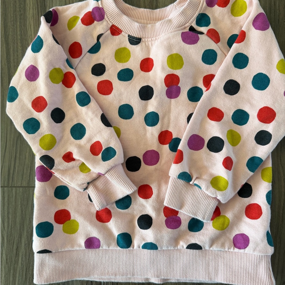 Hanna Andersson Pink Sweatshirt with Multicolor Polka Dots